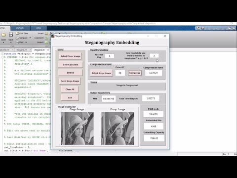 MATLAB code of Digital image Steganography with AES encryption and compression attack