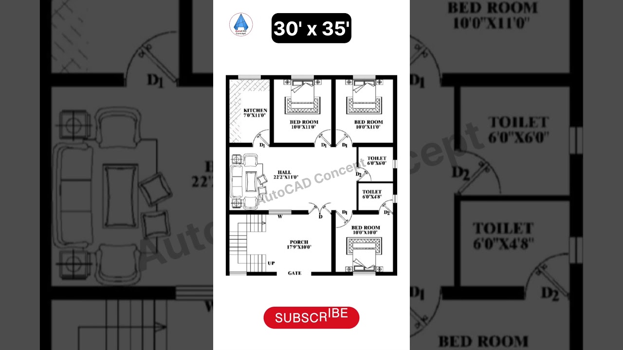Simple 30x35 House Plan 🏡