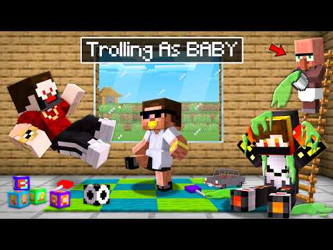 Trolling My Friends As A Baby in Minecraft..