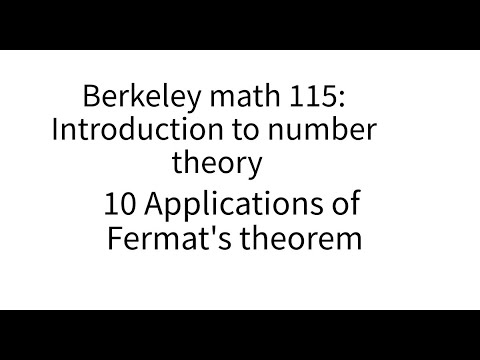 Introduction to number theory lecture 10. Fermat's theorem