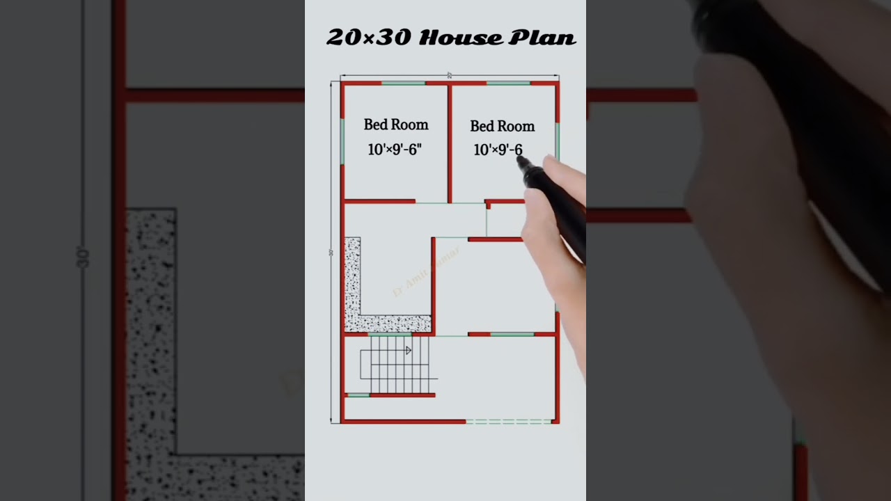 20x30 House Plan 🏠 | Compact 600 sqft Design