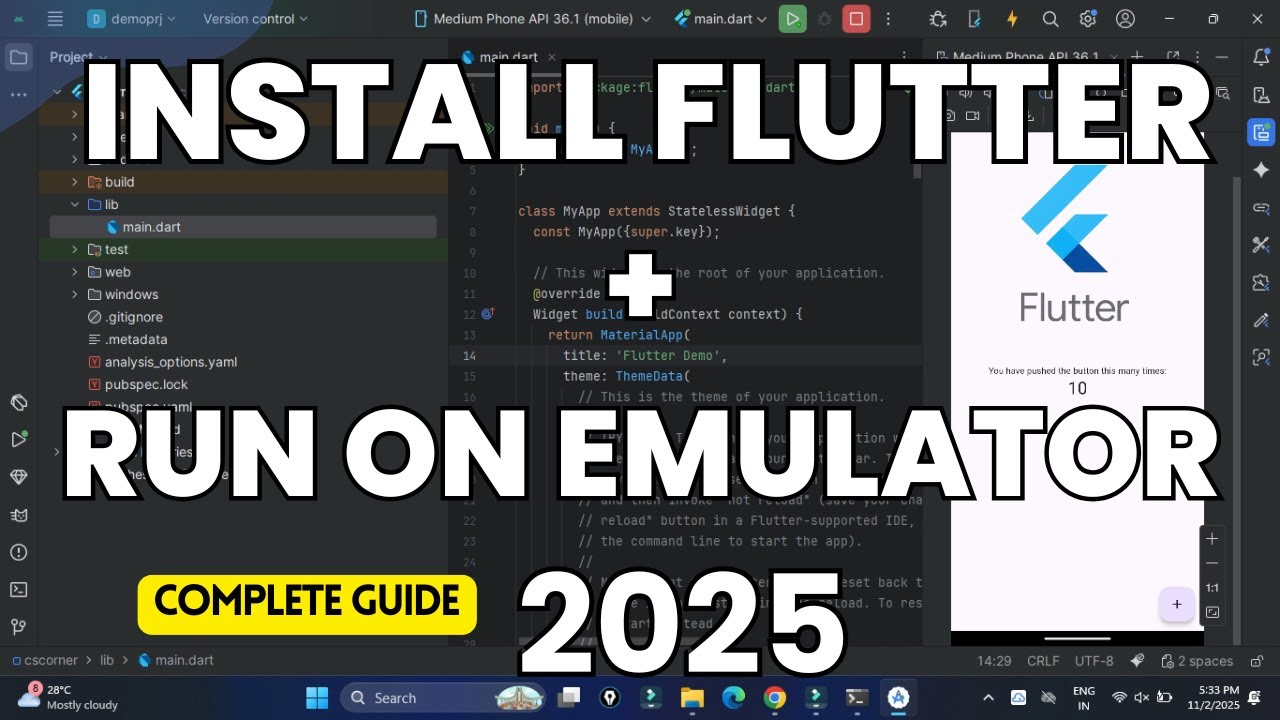 Install Flutter & Run on Android Emulator 🚀