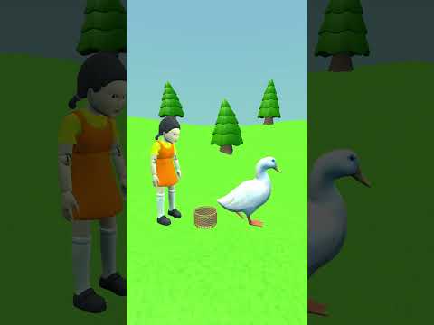 Squid Game Doll Feeds a Duck! 🦆😂 | Funny 3D Animation for Kids