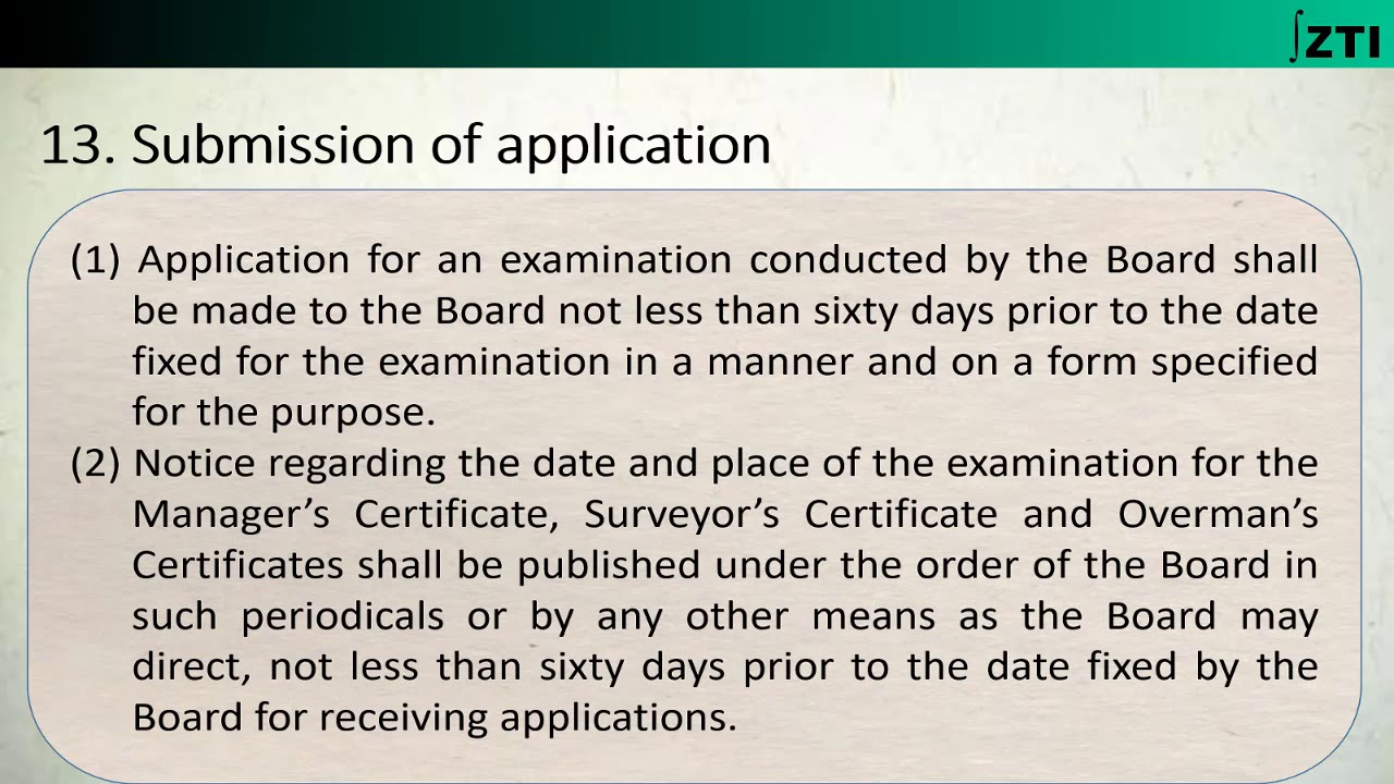 Regulation 13 (Coal Mines Regulation 2017) Chapter 3