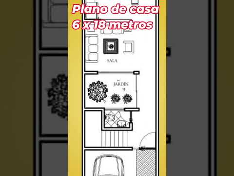 Plano de casa de 6 x 18 metros de dos pisos #diseño #casa #planosdearquitectura