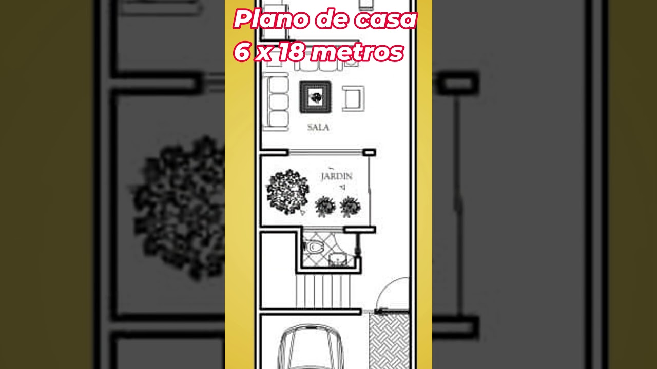 Plano de casa de 6 x 18 metros de dos pisos #diseño #casa #planosdearquitectura