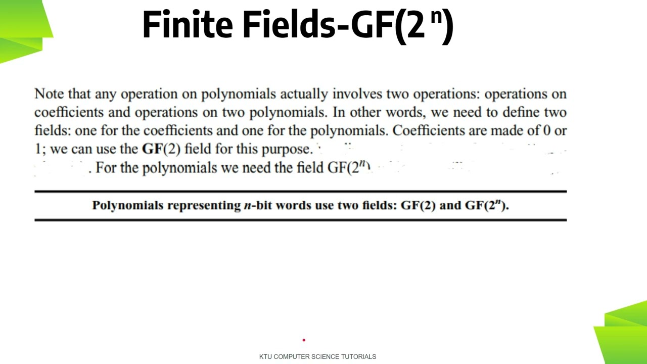 Field-GF(2^n) in Foundations of Security in Computing