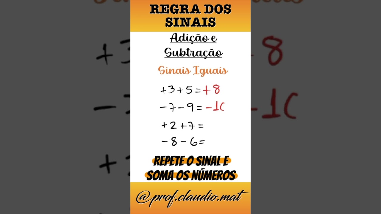 Regra dos Sinais na Adição e Subtração: Como Usar Corretamente ✖️➕