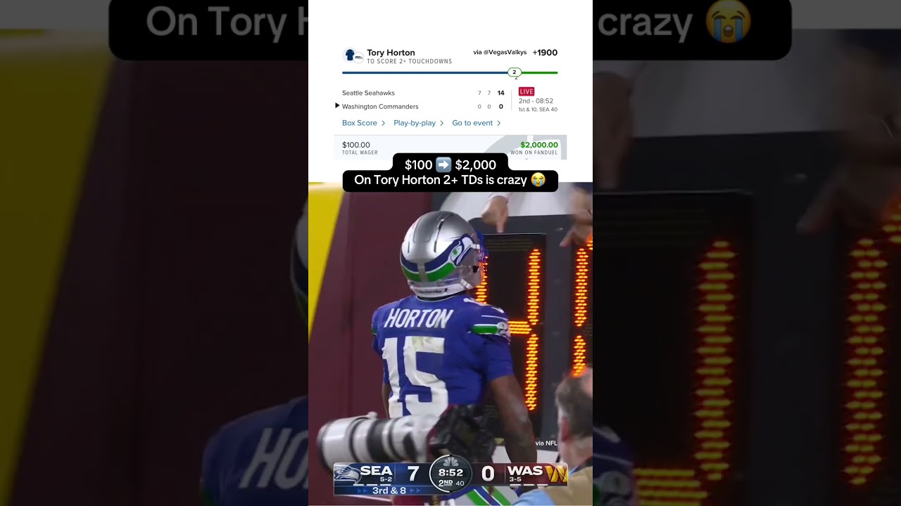 Sunday Night Victory! 🤑 Tory Horton Leads the Way for Seahawks & Commanders