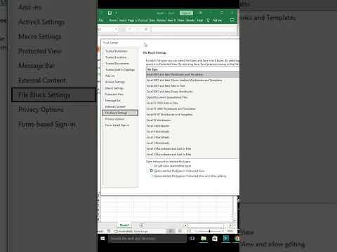 How to change file block settings in MS Excel