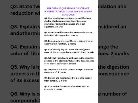 📖 Important questions of science(chemistry) for cbse class 10 board exam 2025 #cbseclass10