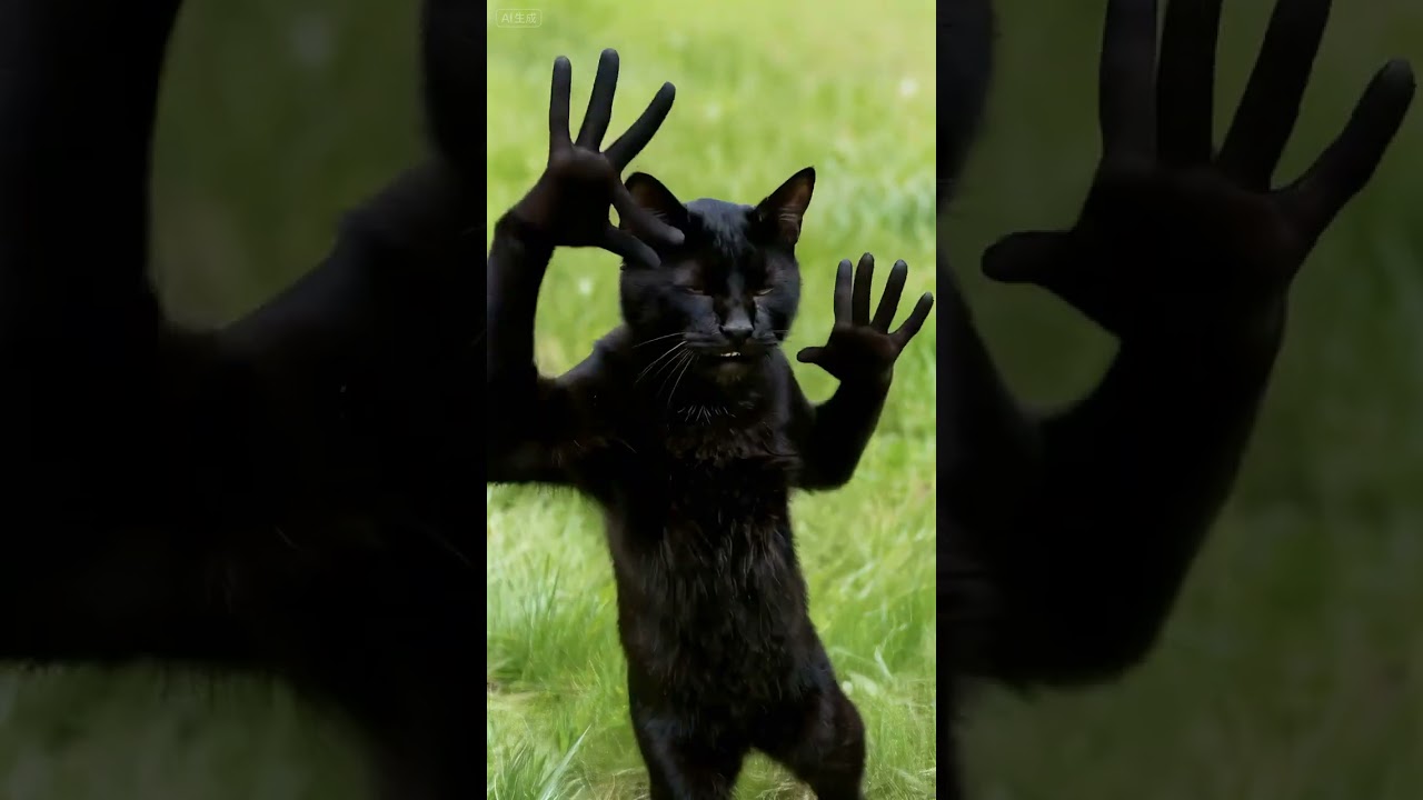 Birds & Black Cat Finger Dance ASMR π±