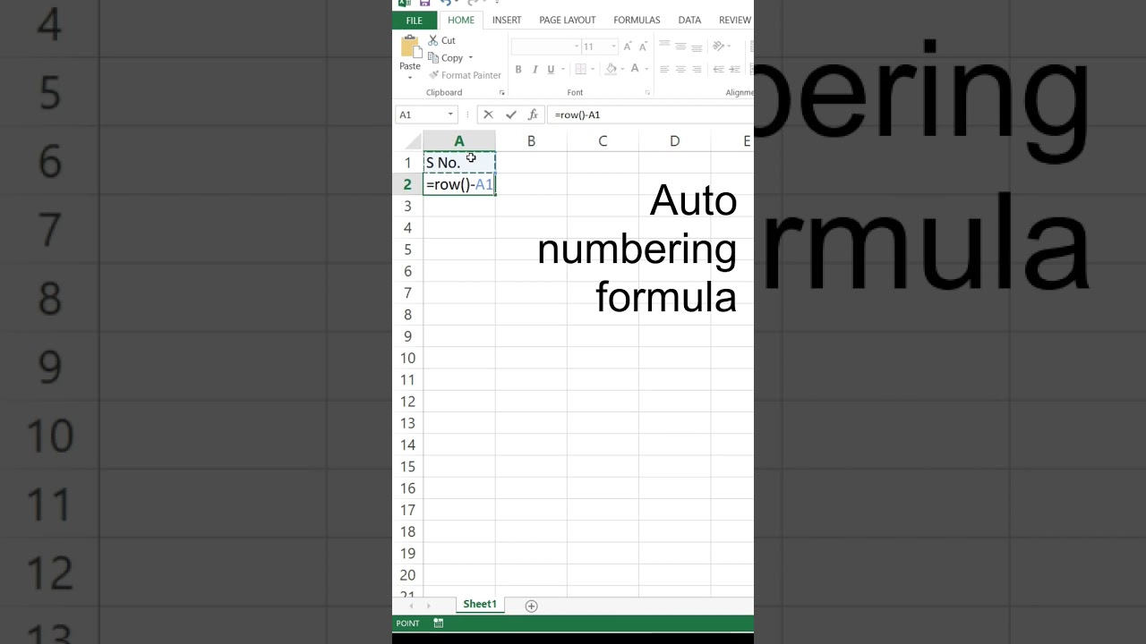 Excel Auto Numbering with ROW Function 📊
