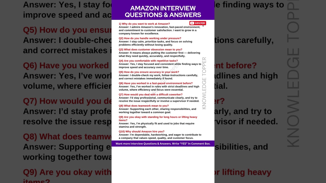 Top 9 Amazon Interview Questions & Expert Answers to Ace Your Interview 💼