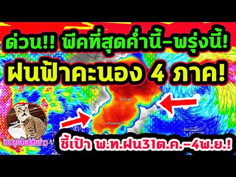 ด่วน!! พีคที่สุด ค่ำนี้-พรุ่งนี้! ฝนฟ้าคะนอง 4 ภาค  ฝนตกหนัก 31ต.ค.-1 พ.ย. พยากรณ์อากาศวันนี้