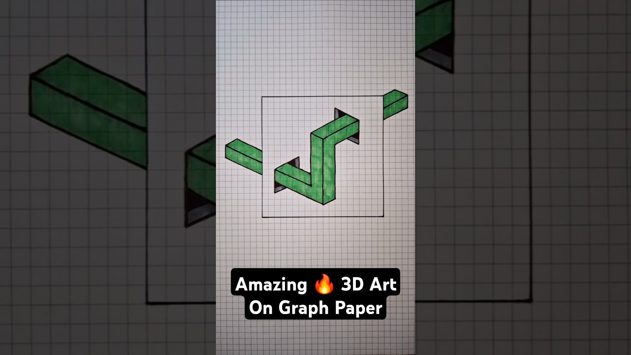 Stunning 3D Drawing on Graph Paper 🎨