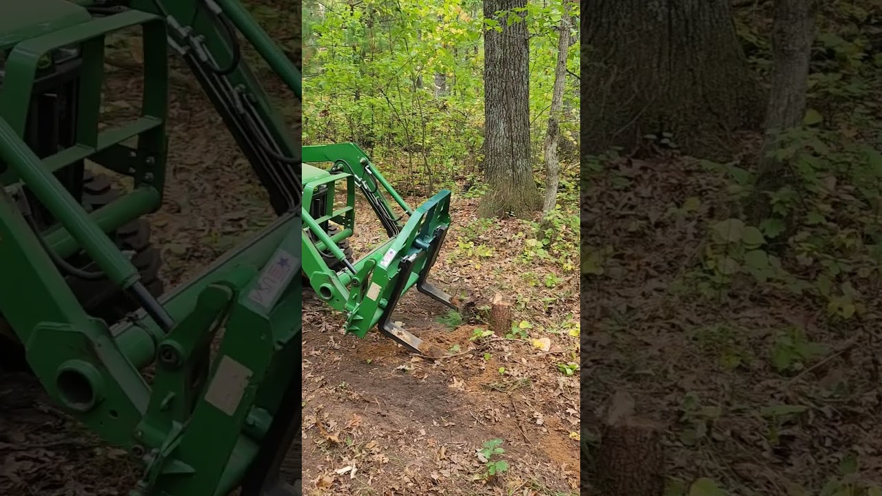 John Deere 3025e Removing Stumps