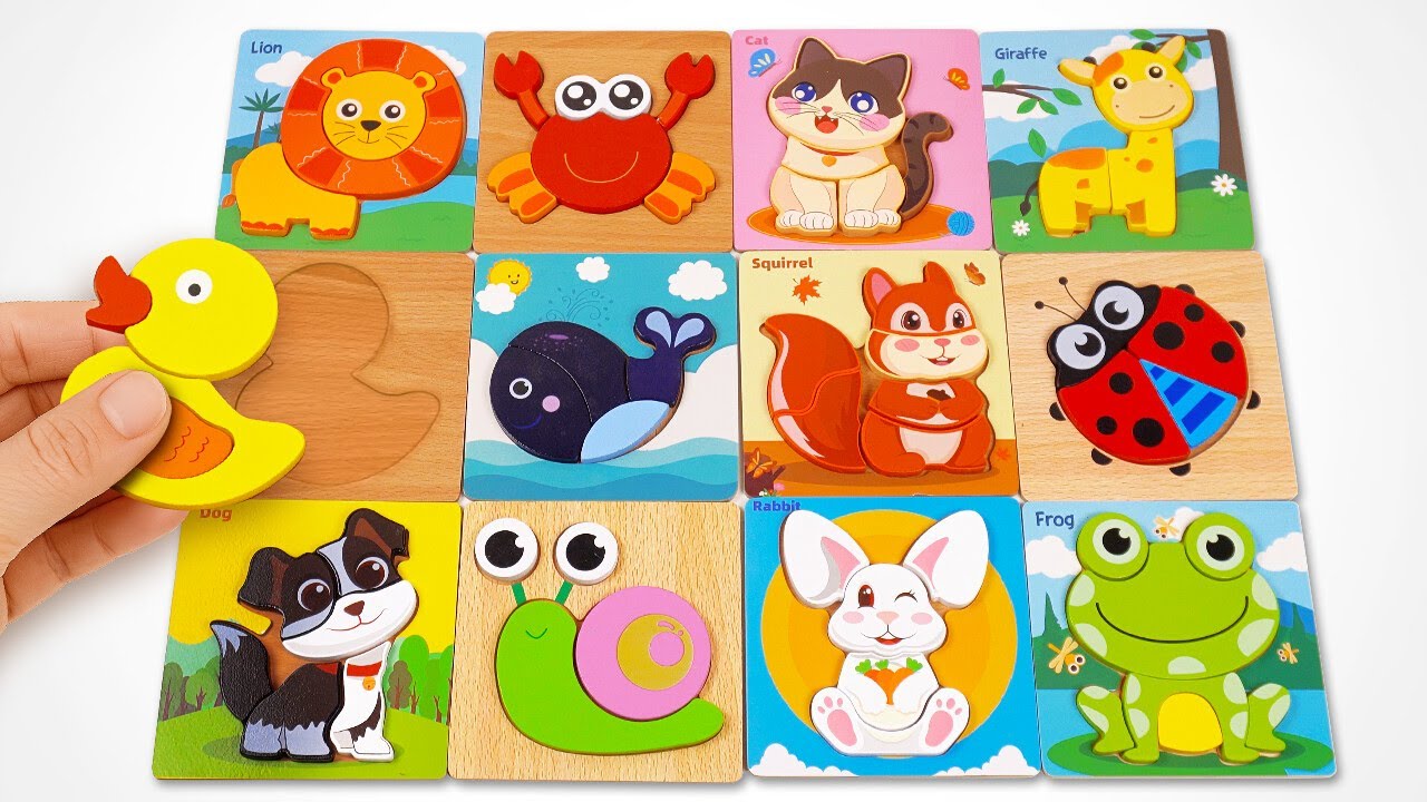 Best Learning Animal Names with Matching Puzzles | Preschool Learning Video for Kids & Toddlers