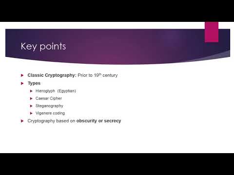 Some Key points on classic cryptography