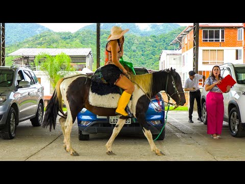 Campesina llegó a comprar un automóvil en su caballo