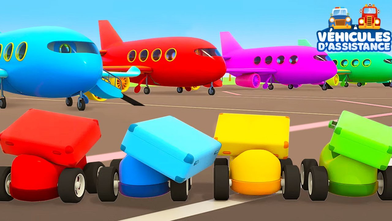 Dessins animés pour bébé avec véhicules colorés ✈️