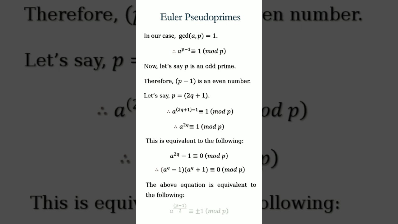 Euler Pseudoprimes Explained: Key Concepts in Number Theory π’