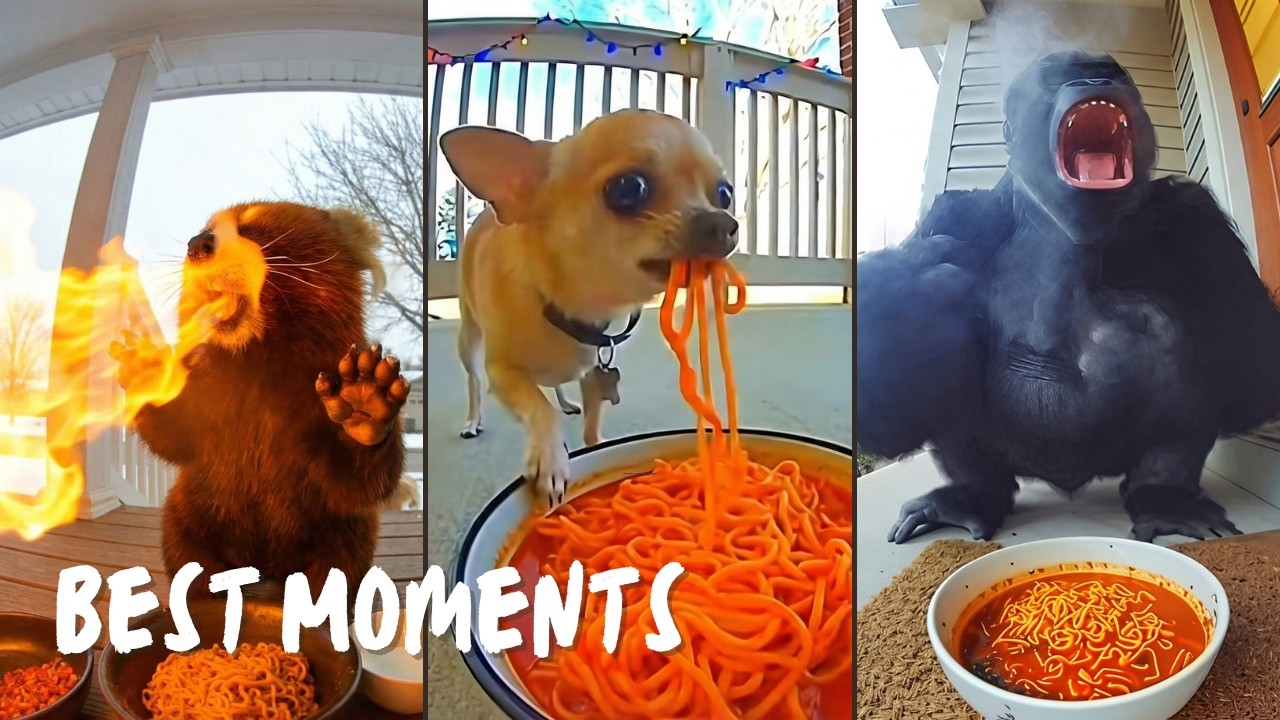 Animals Eating Spicy Noodles on Ring Cam 🌶️