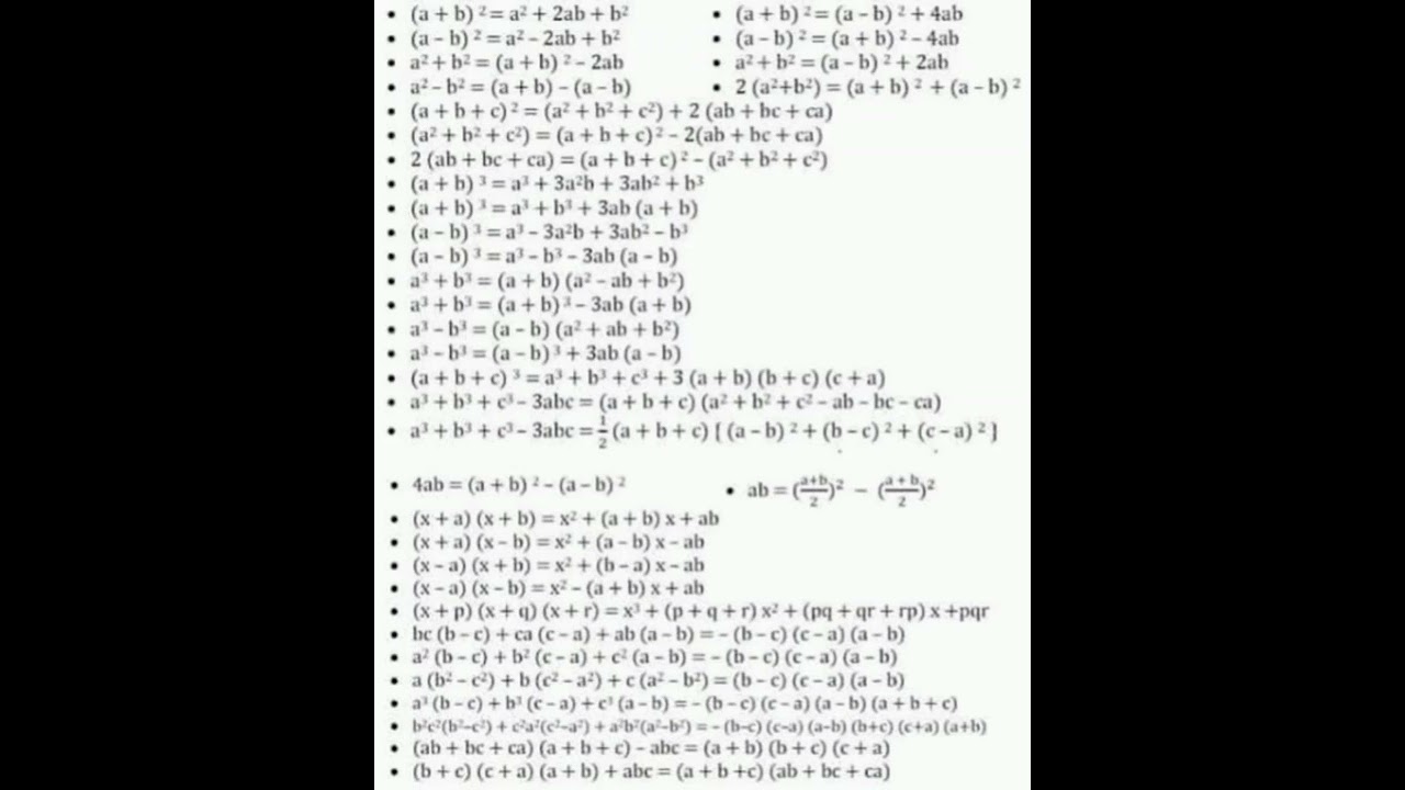 Essential Algebra Formulas You Must Know 📚