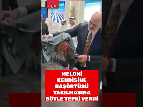 Meloni kendisine başörtüsü takılmasına böyle tepki verdi #shorts #meloni #keşfet