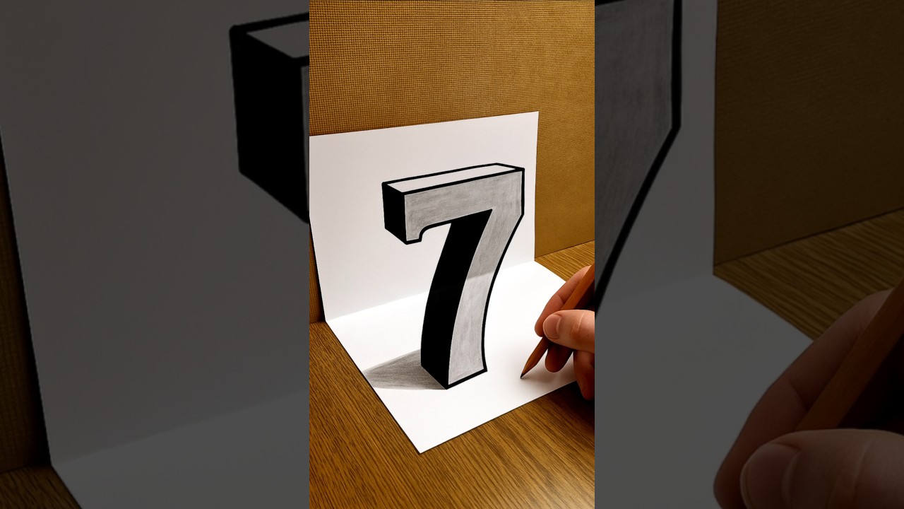 Incredible 3D Number (7) Illusion on Paper 😱