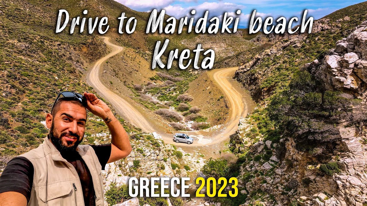 Driving from Tsoutsouros to Maridaki beach, Crete Greece, 2023