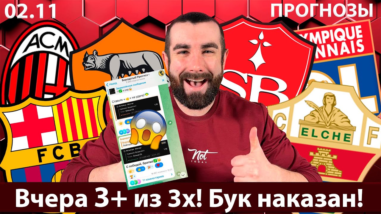 Точные прогнозы на матчи Барселона, Милан, Брест Лион ⚽️