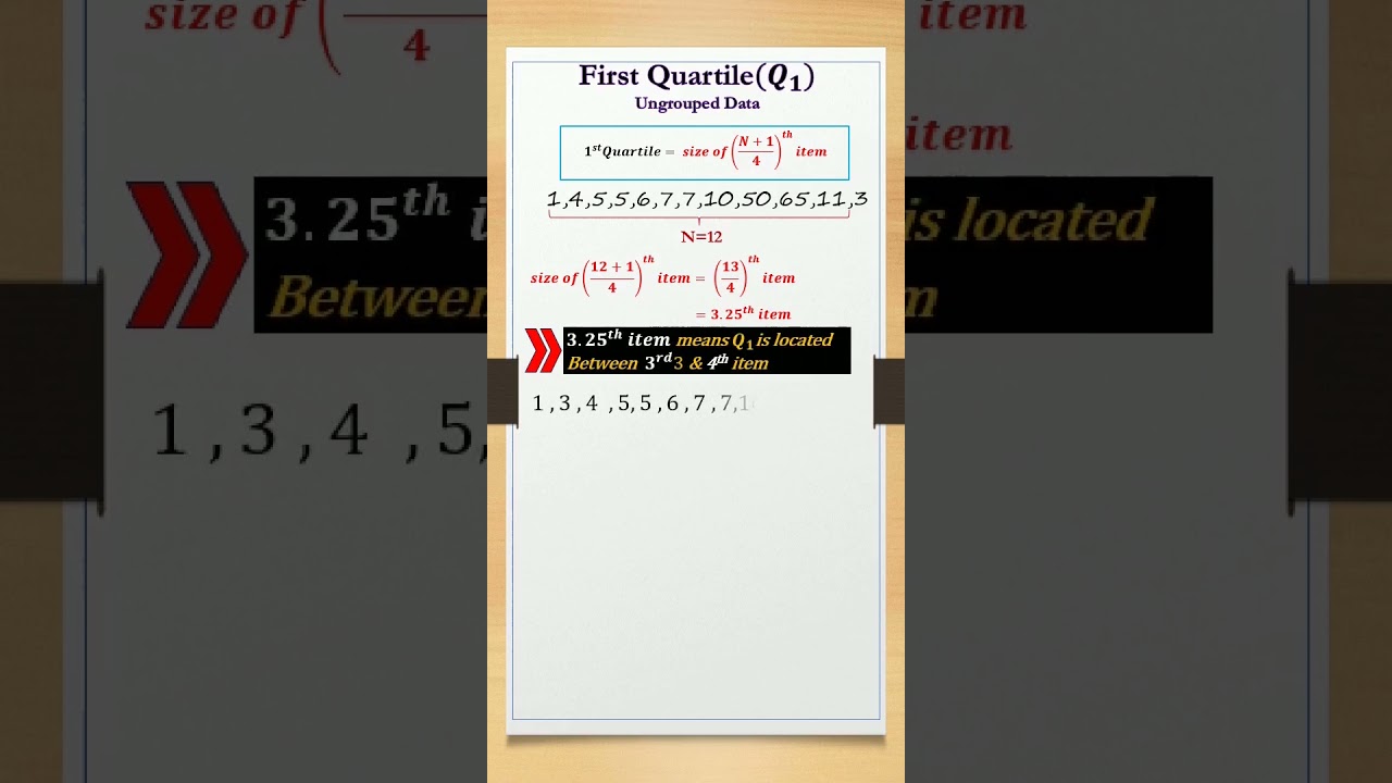 How to find the First Quartile  #shorts #ytshorts #viralshorts #trendingshorts  #youtubeshorts