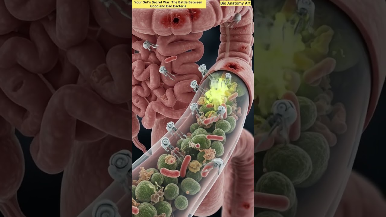 Your Gut's Secret War: The Battle Between Good and Bad Bacteria | Bio Anatomy Art | Gut Health