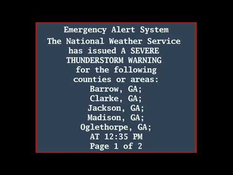 Severe Thunderstorm Warning EAS in Athens, GA