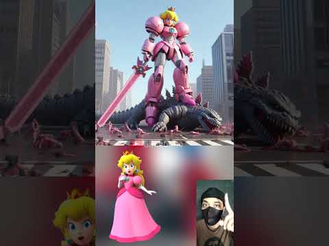 Mario Brothers Titan Robot Saves the City from Godzilla #mario #godzilla #robot