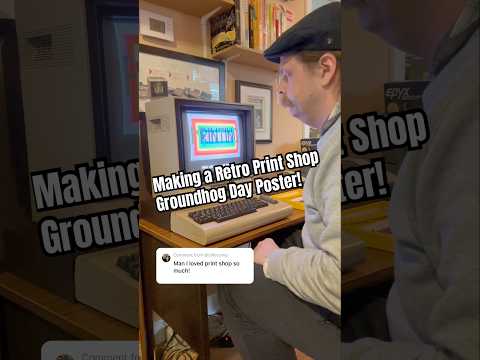 Making a Groundhog Day poster with a Commodore 64 The Print Shop and MPS 801 dot matrix printer #80s