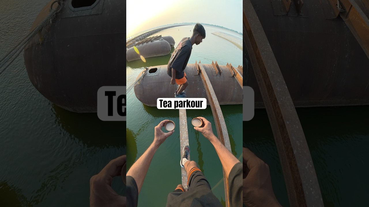 Tea Parkour Challenge ☕️ #Chai #Parkour