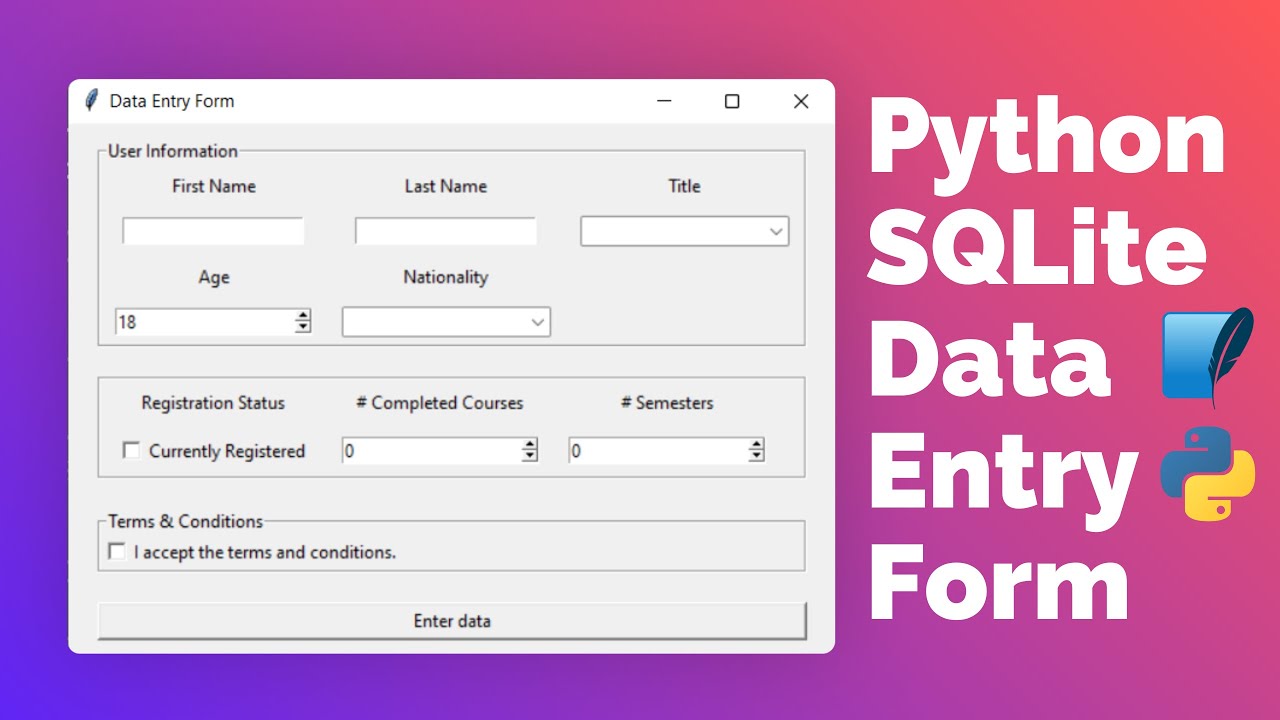 Python SQLite Data Entry Form with Tkinter 📝