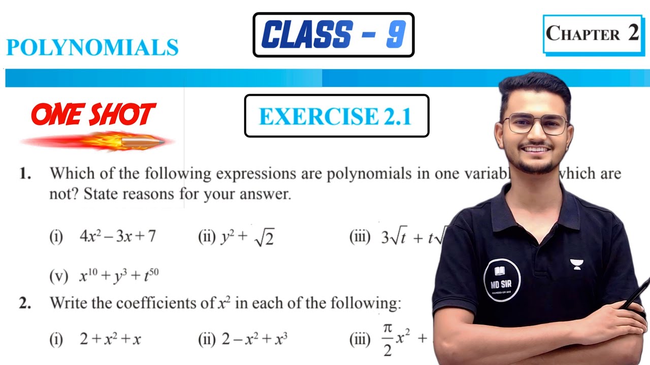 Class 9 Maths Chapter 2 | Polynomials Solutions | Exercise 2.1 | MD Sir