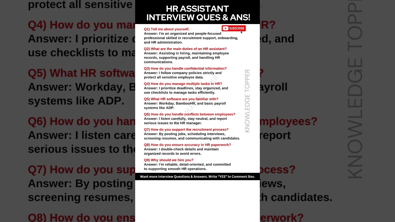 HR Assistant Interview Q&A | Top 9 Questions & Answers