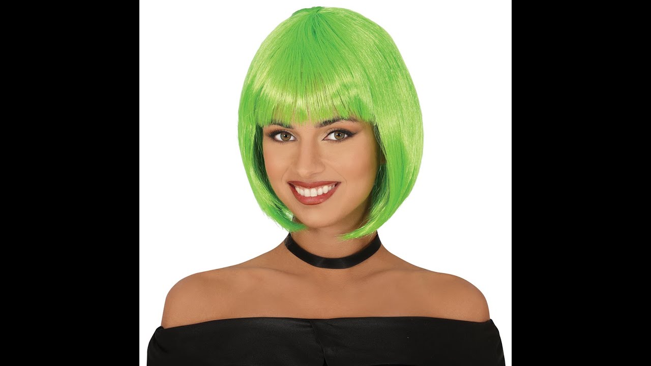 Peluca Fiestas Guirca - Ref. 4453, Media Melena Verde