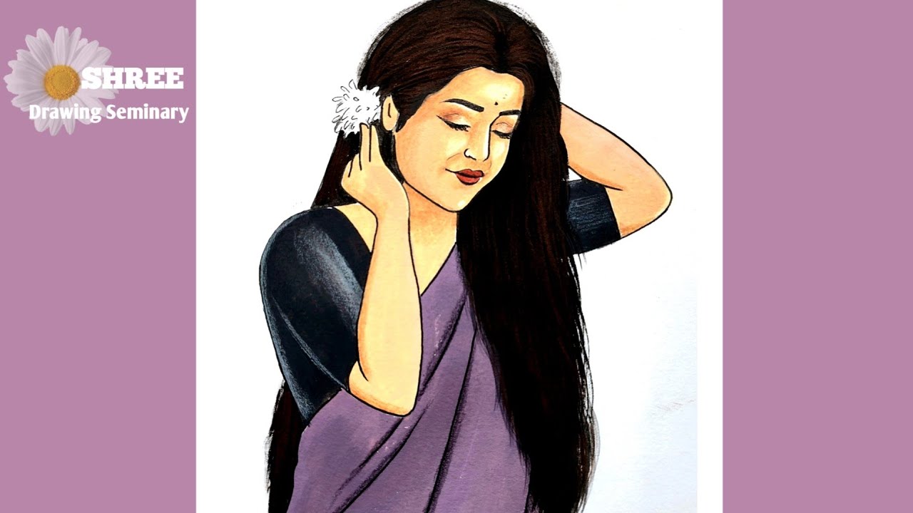 Easy Step-by-Step Drawing of a Bengali Girl 🎨