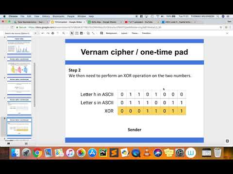 Data Representation - Encryption - Vernam cipher (also known as one time pad)