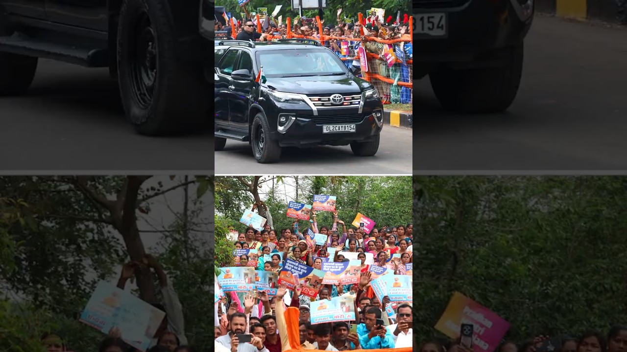 PM Modi Welcomed with Enthusiasm During Roadshow in Nava Raipur Atal Nagar, Chhattisgarh | #shorts