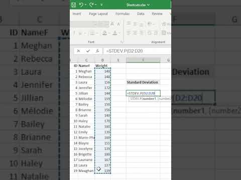Standard Deviation in Excel #shorts #youtubeshorts