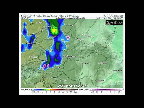 Holnapi időjárás, videós előrejelzés, 2020.12.21-re. Forrás: WXCHARTS.COM.Modellek: GFS, ECMWF.