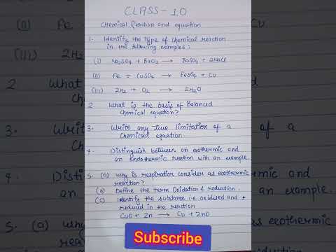 Chemical reaction and equation important question class 10 science #class10 #boardexam
