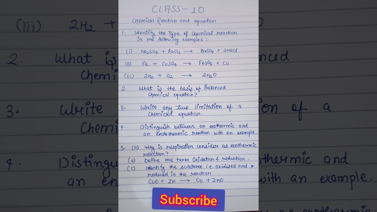 Top Important Questions on Chemical Reactions & Equations for Class 10 Science 🧪