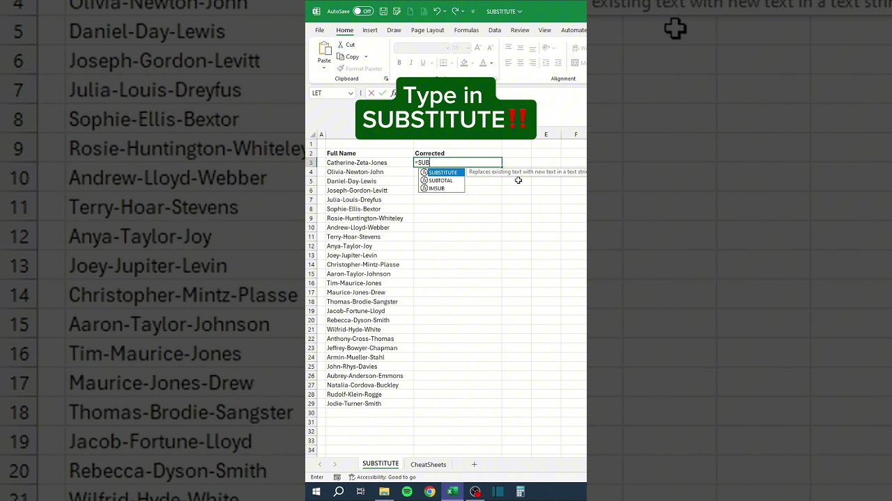 SUBSTITUTE in Excel‼️ #excel